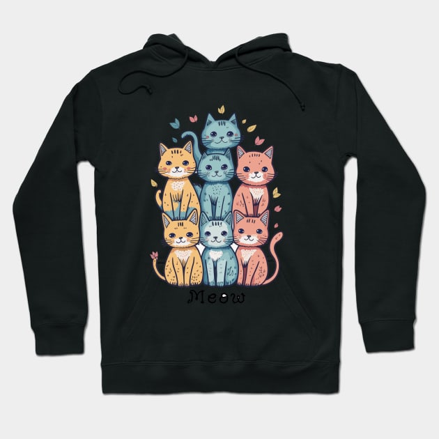 cats and kitten with meow Hoodie by Maria Murtaza